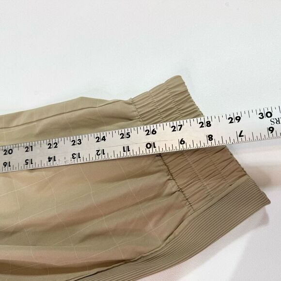 Athleta Brooklyn Textured Jogger Pants Womens 22 Tan Checkered Pockets Pull On - Picture 2 of 10